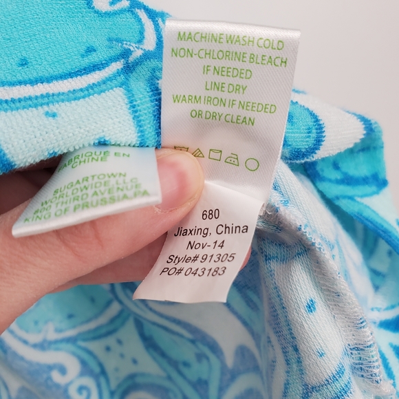 Lilly Pulitzer Brigitte Blue & White Terry Cloth Swim Sleeveless Cover Up Sz. XS - Picture 7 of 10